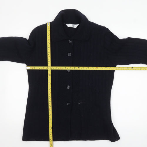 Marks and Spencer Women’s Black Wool Blend Collared Cardigan UK 16