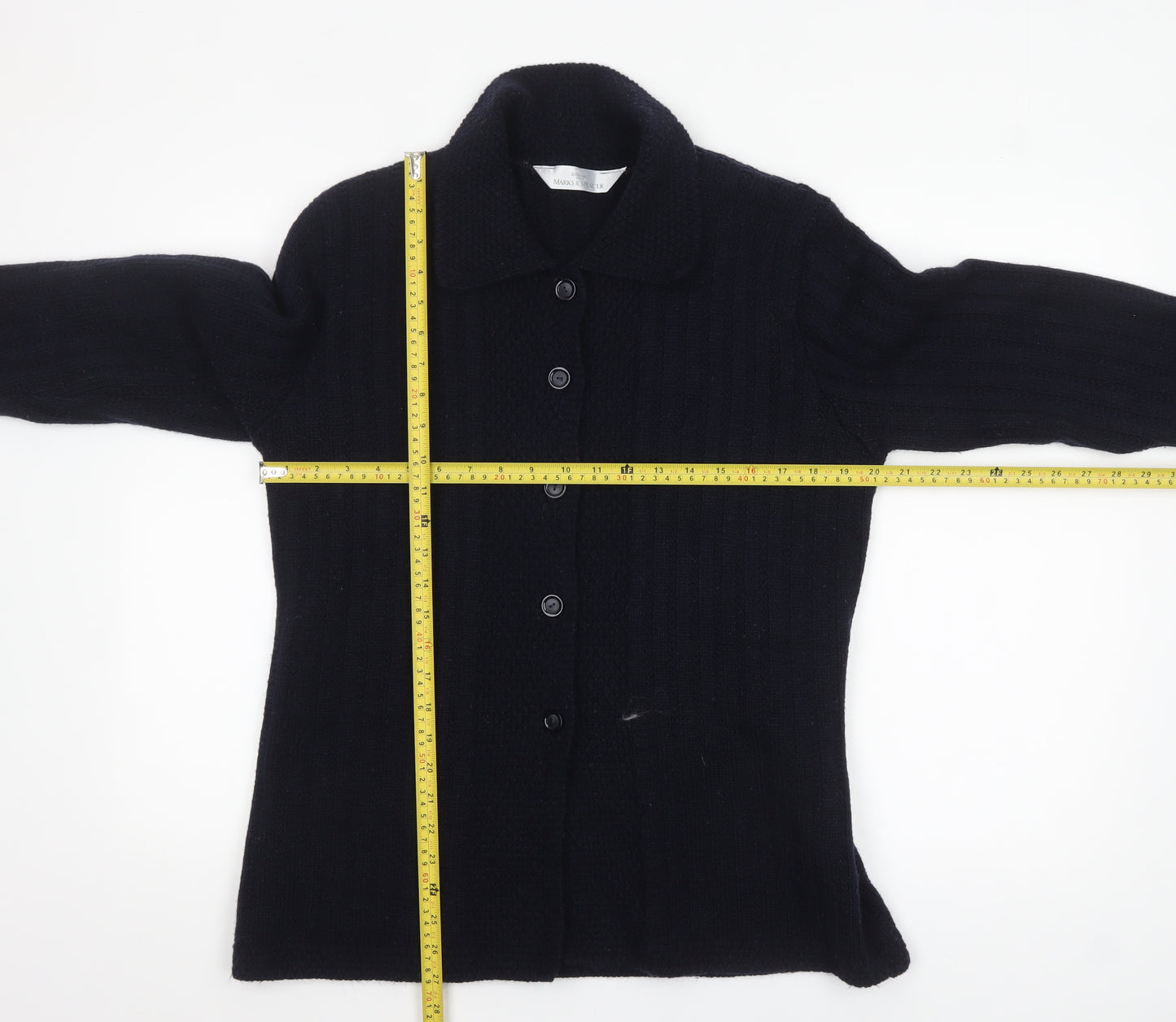 Marks and Spencer Women’s Black Wool Blend Collared Cardigan UK 16