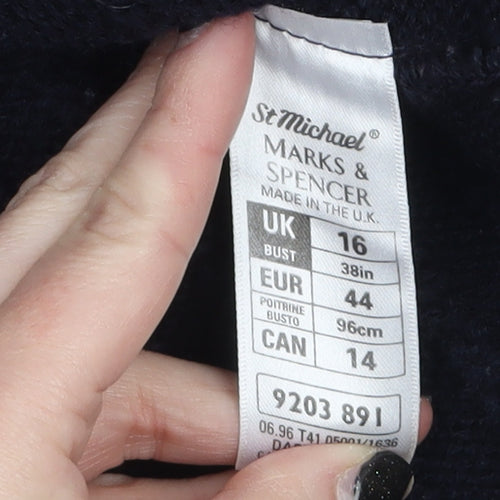 Marks and Spencer Women’s Black Wool Blend Collared Cardigan UK 16