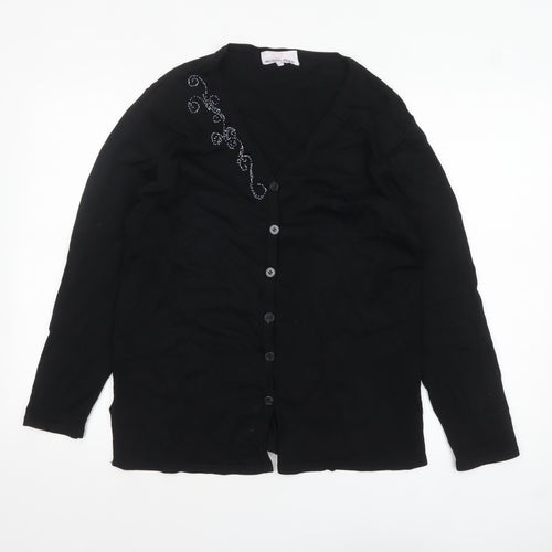 Michele Hope Women's Black Viscose Knit Cardigan Size 10/12