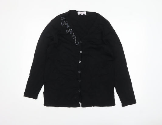 Michele Hope Women's Black Viscose Knit Cardigan Size 10/12