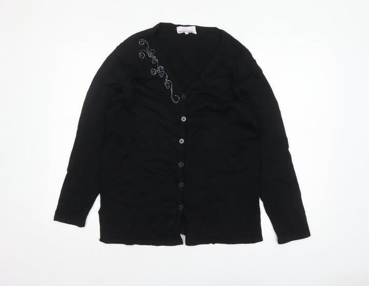 Michele Hope Women's Black Viscose Knit Cardigan Size 10/12