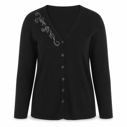 Michele Hope Women's Black Viscose Knit Cardigan Size 10/12