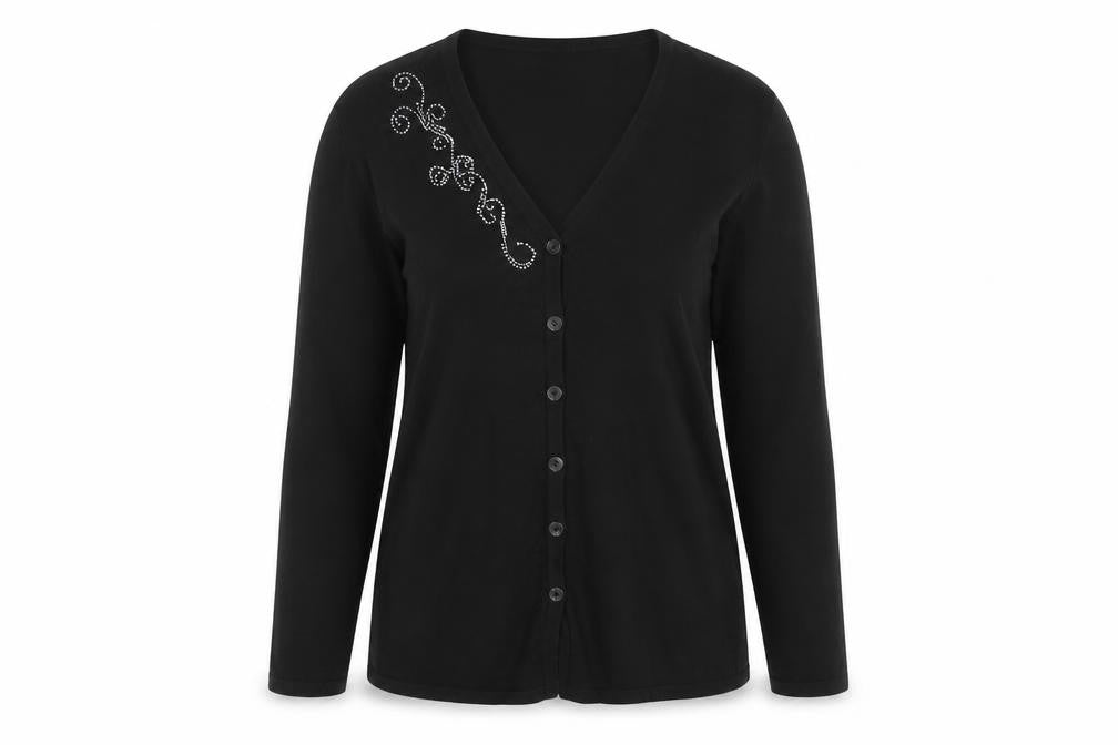 Michele Hope Women's Black Viscose Knit Cardigan Size 10/12
