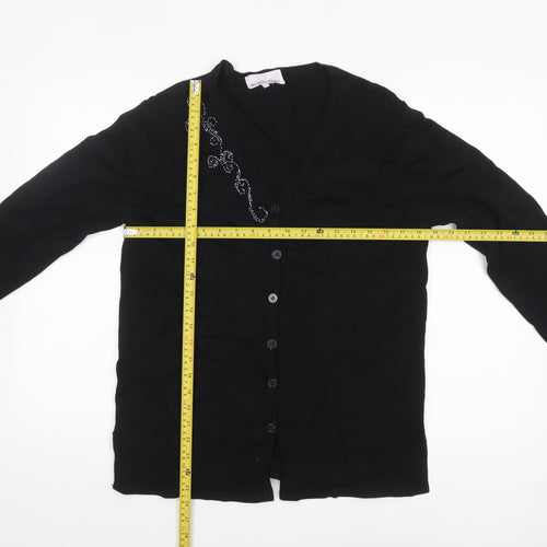 Michele Hope Women's Black Viscose Knit Cardigan Size 10/12