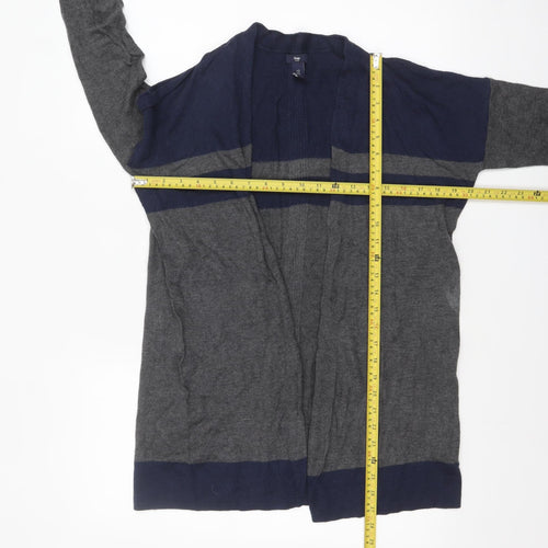 Gap Women's Grey & Navy Cardigan Knit Open Front Jumper Size S