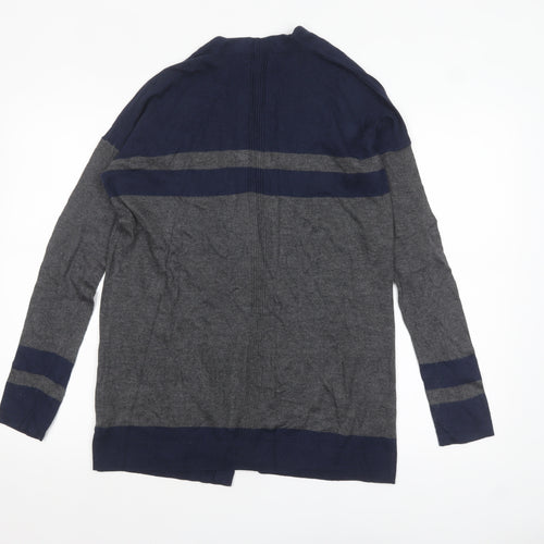 Gap Women's Grey & Navy Cardigan Knit Open Front Jumper Size S