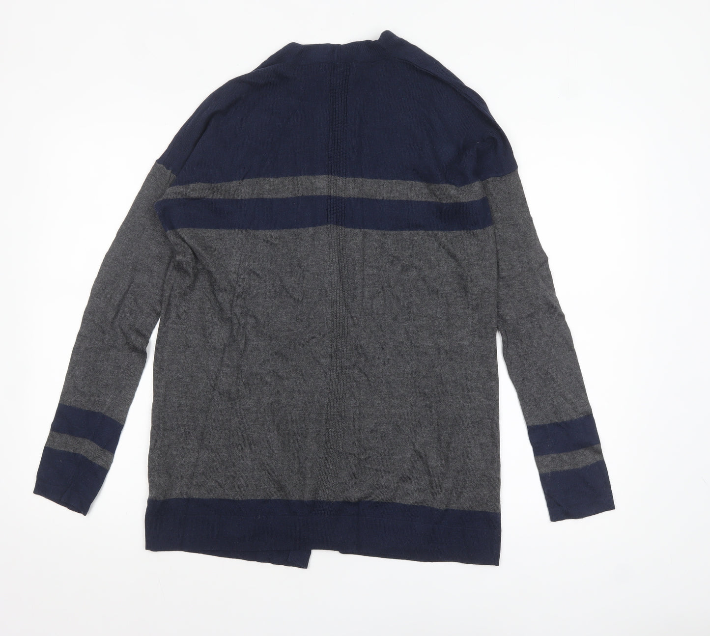 Gap Women's Grey & Navy Cardigan Knit Open Front Jumper Size S