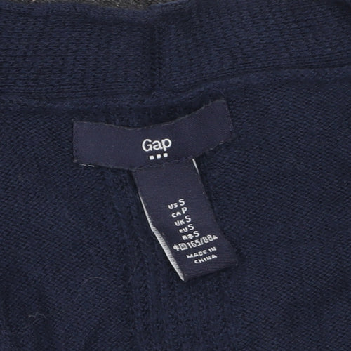 Gap Women's Grey & Navy Cardigan Knit Open Front Jumper Size S