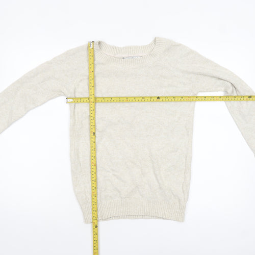 Fat Face Women's Beige Cotton Blend Crew Neck Jumper Size 10