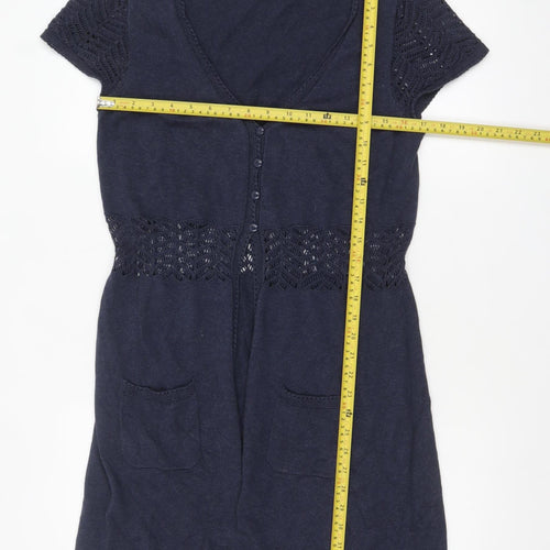 Fat Face Women’s Blue Short Sleeve Cotton Knit Cardigan Size 10