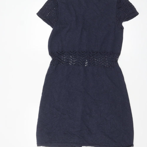 Fat Face Women’s Blue Short Sleeve Cotton Knit Cardigan Size 10