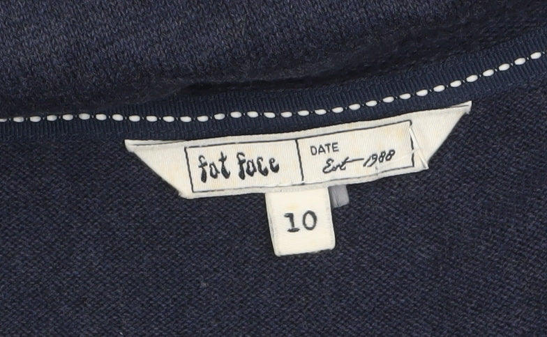 Fat Face Women’s Blue Short Sleeve Cotton Knit Cardigan Size 10