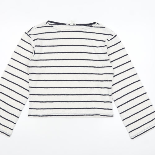 H&M Women’s White Striped Boat Neck Knit Jumper XS