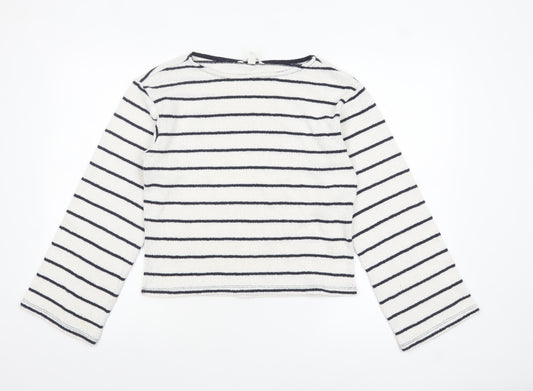 H&M Women’s White Striped Boat Neck Knit Jumper XS