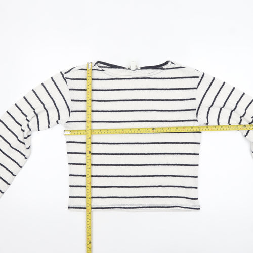 H&M Women’s White Striped Boat Neck Knit Jumper XS