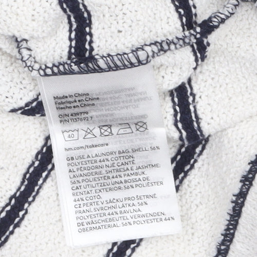 H&M Women’s White Striped Boat Neck Knit Jumper XS
