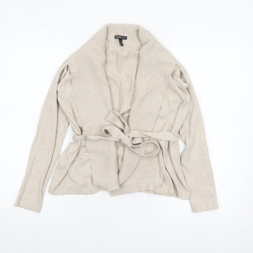 Mango Women Beige XS Belted Knit Cardigan