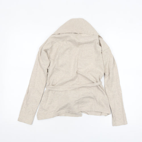 Mango Women Beige XS Belted Knit Cardigan