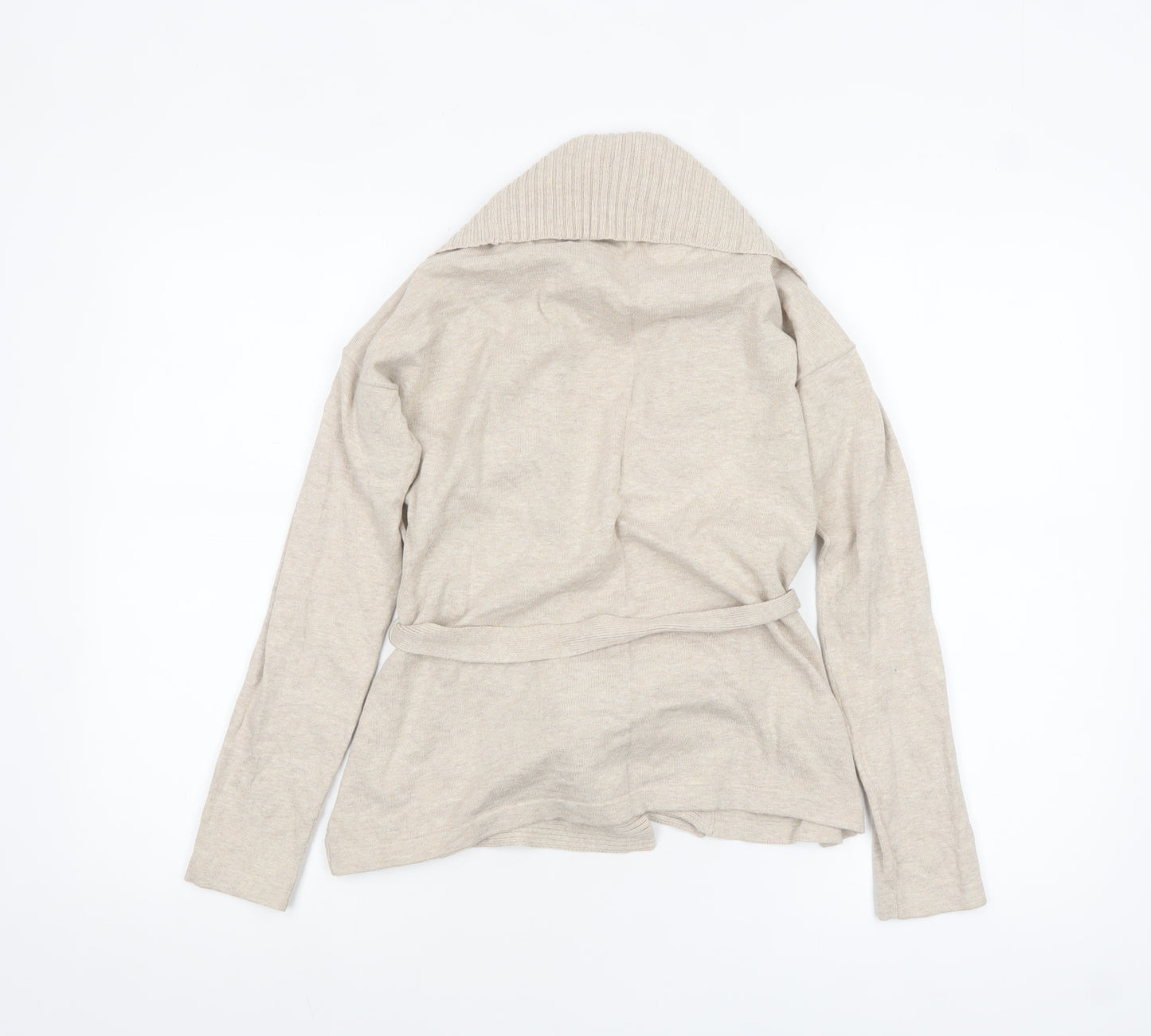 Mango Women Beige XS Belted Knit Cardigan