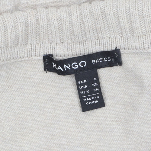 Mango Women Beige XS Belted Knit Cardigan