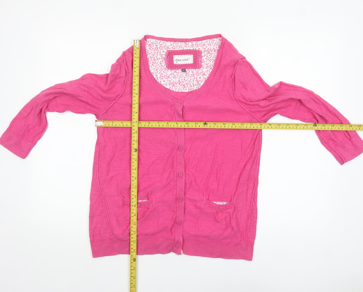 Marks and Spencer Per Una Women's Pink Cardigan Size 12 V-Neck Lightweight Knit