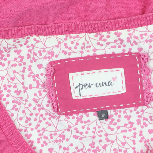Marks and Spencer Per Una Women's Pink Cardigan Size 12 V-Neck Lightweight Knit