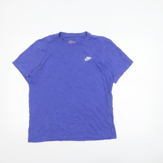 Nike Men's Blue Crew Neck Short Sleeve Cotton T-Shirt M