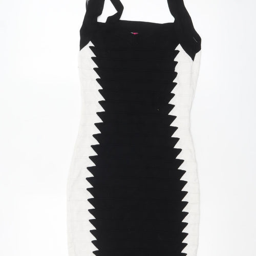 Boohoo Women's Black & White Sleeveless Bodycon Dress Size 8