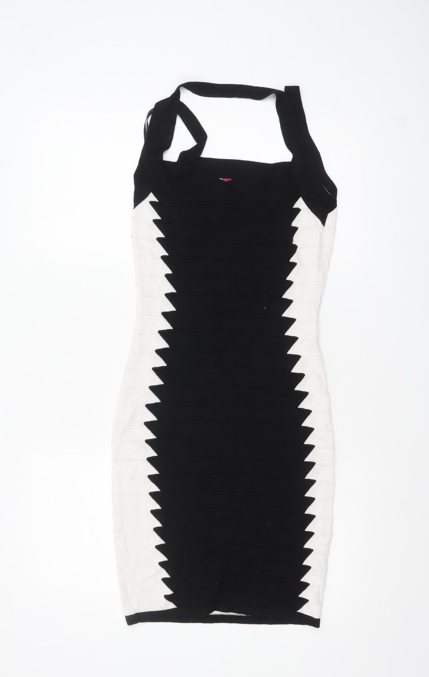 Boohoo Women's Black & White Sleeveless Bodycon Dress Size 8