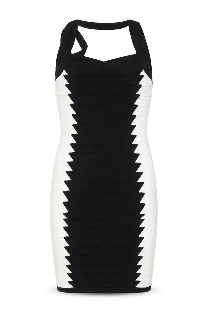 Boohoo Women's Black & White Sleeveless Bodycon Dress Size 8