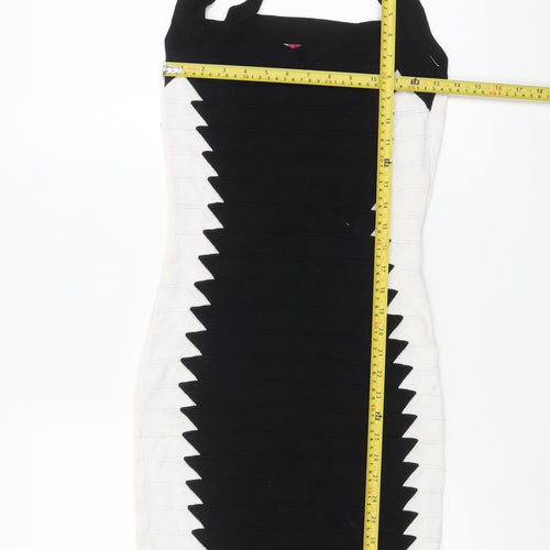 Boohoo Women's Black & White Sleeveless Bodycon Dress Size 8