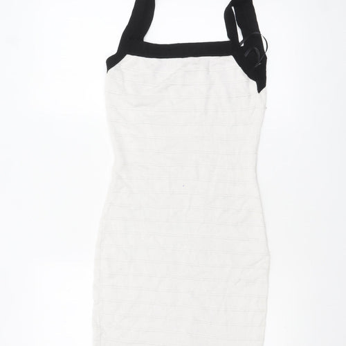 Boohoo Women's Black & White Sleeveless Bodycon Dress Size 8