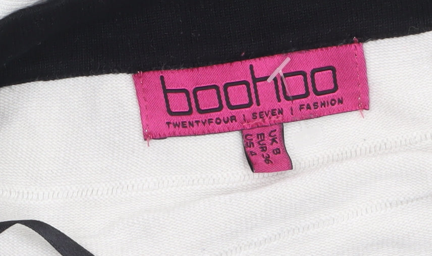 Boohoo Women's Black & White Sleeveless Bodycon Dress Size 8