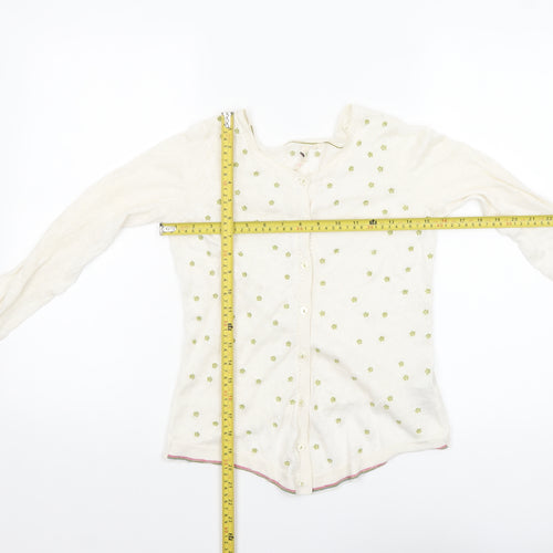 White Stuff Women Ivory Floral Linen Button Cardigan Size 8