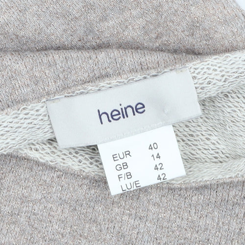 Heine Women’s Beige Sequin 3/4 Sleeve Knit Jumper Size 14