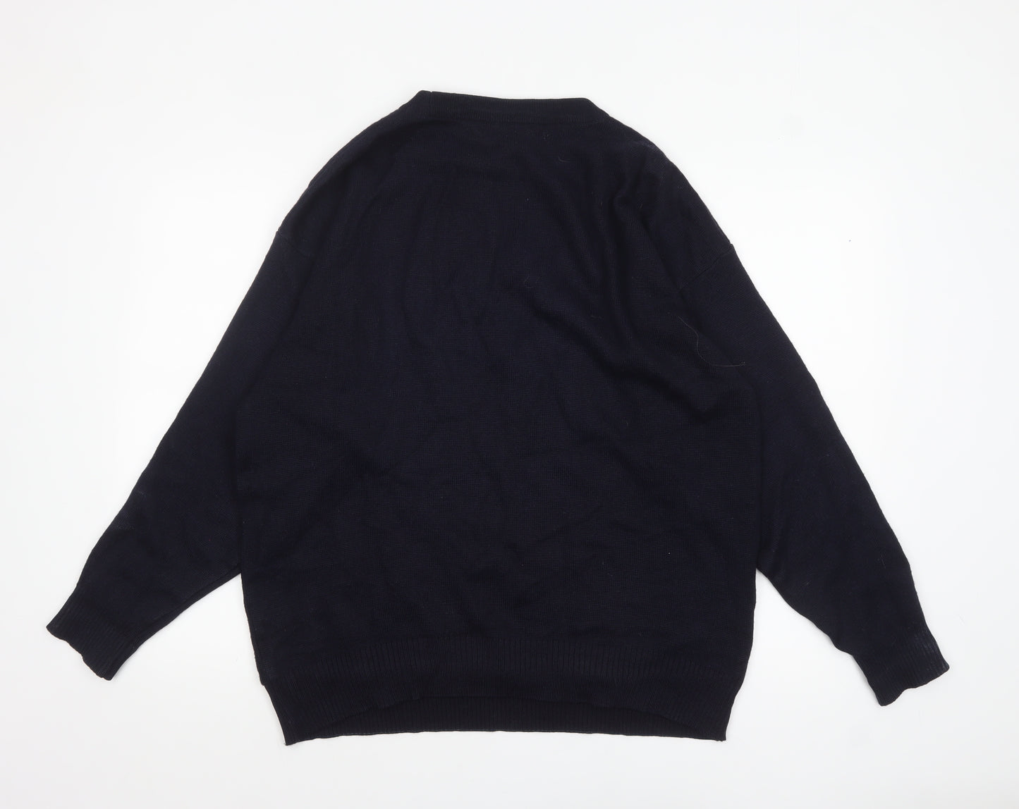 Farah Men's Blue Geometric Wool Blend Pullover Jumper Size L