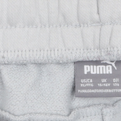 Puma Teens Grey XL Jogger Sweatpants Fleece Elastic Waist