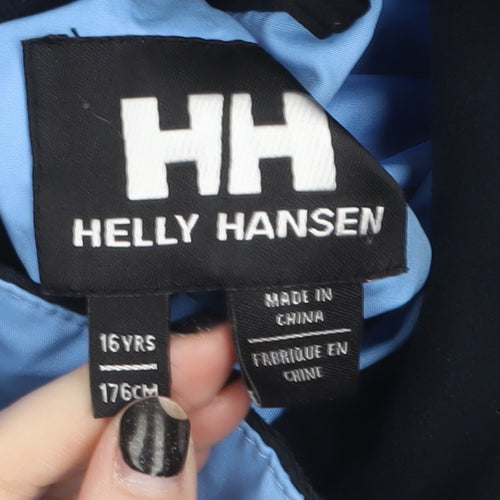 Helly Hansen Boys Blue Waterproof Windbreaker Jacket 16 Years Hooded