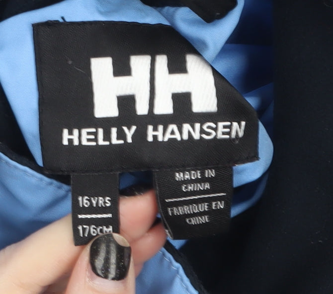 Helly Hansen Boys Blue Waterproof Windbreaker Jacket 16 Years Hooded