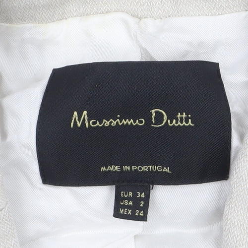 Massimo Dutti Women Beige Linen Blazer Size 6 Single-Breasted Jacket