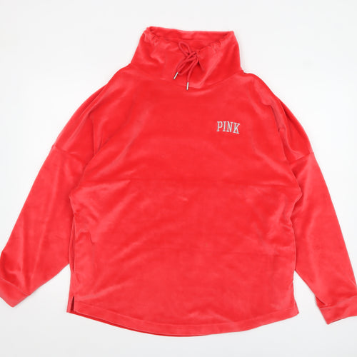 Victoria's Secret PINK Womens Red Velour Pullover Sweatshirt M