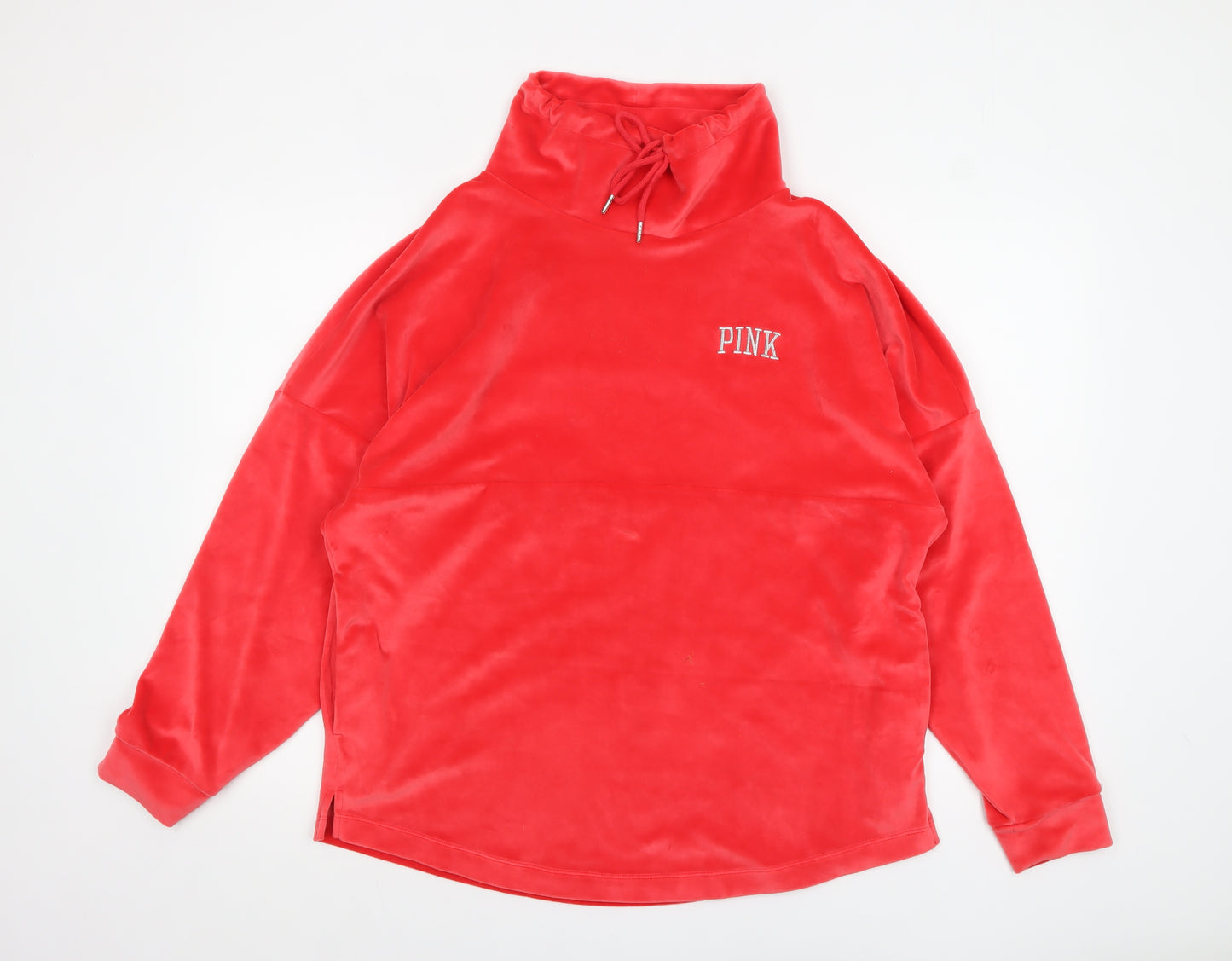 Victoria's Secret PINK Womens Red Velour Pullover Sweatshirt M