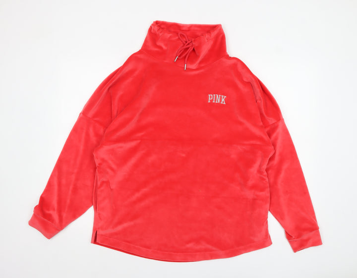 Victoria's Secret PINK Womens Red Velour Pullover Sweatshirt M