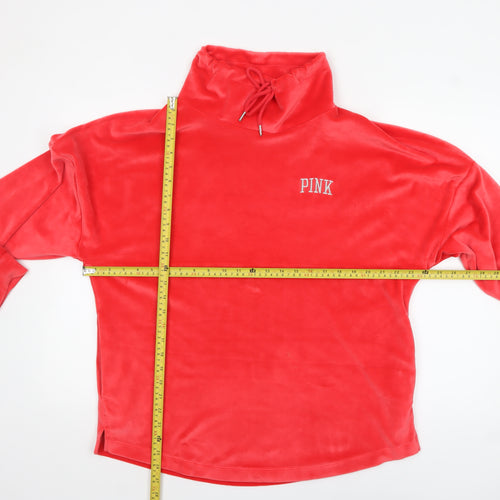 Victoria's Secret PINK Womens Red Velour Pullover Sweatshirt M