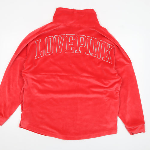 Victoria's Secret PINK Womens Red Velour Pullover Sweatshirt M