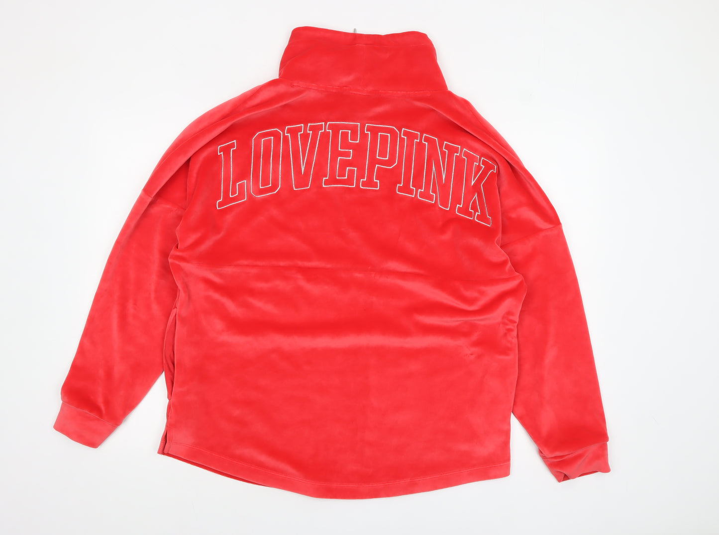 Victoria's Secret PINK Womens Red Velour Pullover Sweatshirt M