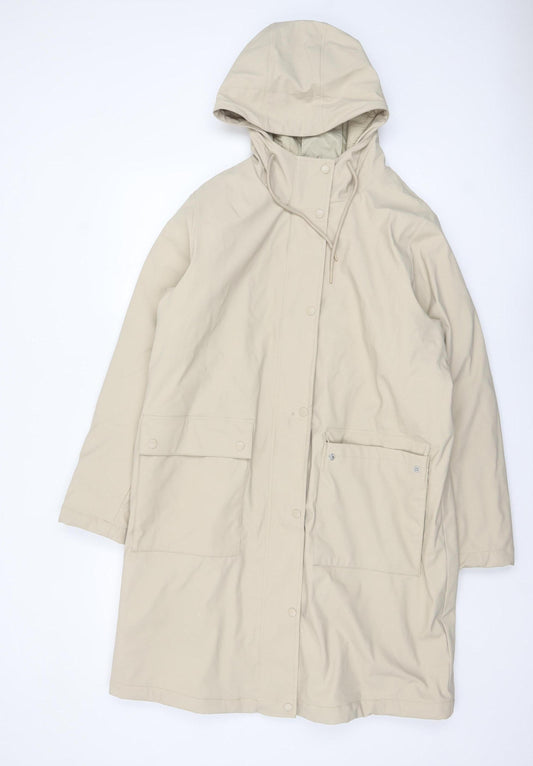 Marks and Spencer Women’s Beige Hooded Long Rain Coat Size 16