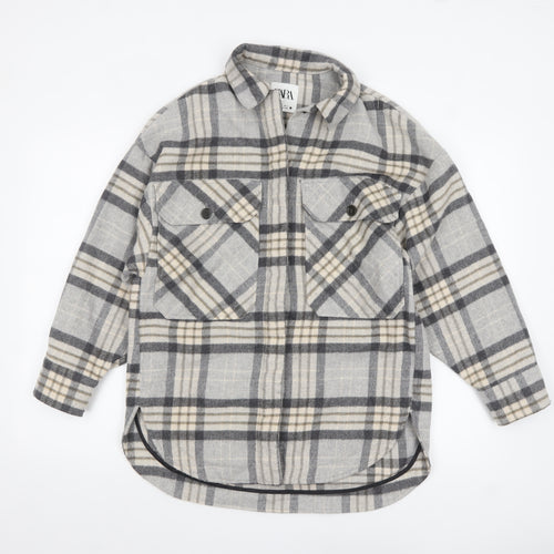 ZARA Women’s Grey Checked Flannel Shacket Jacket XS