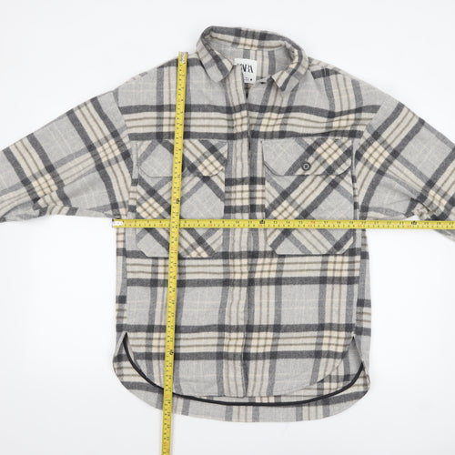 ZARA Women’s Grey Checked Flannel Shacket Jacket XS